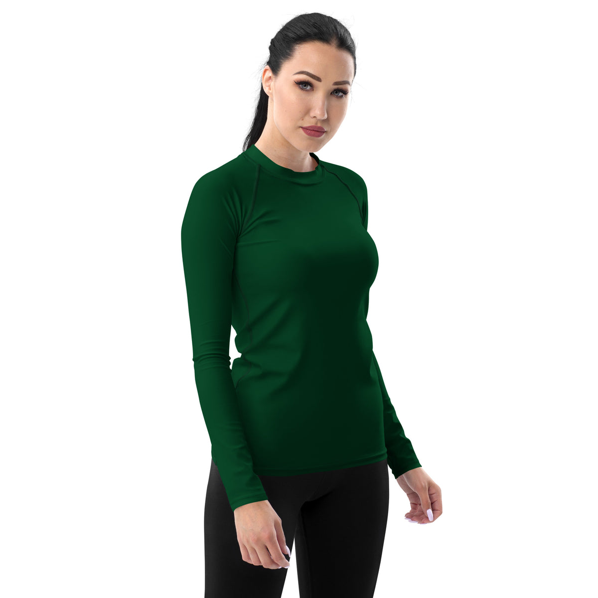 Women's Dark Forest Green Long Sleeve Rash Guard Swim Shirt – Buttery Soft, Sun Safe UPF 50+ Protection, Quick Dry & 4-Way Stretch Comfort