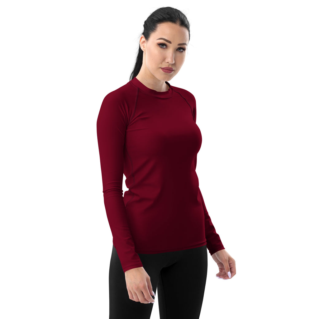 Women's Crimson Red Long Sleeve Rash Guard Swim Shirt – Buttery Soft, Sun Safe UPF 50+ Protection, Quick Dry & 4-Way Stretch Comfort