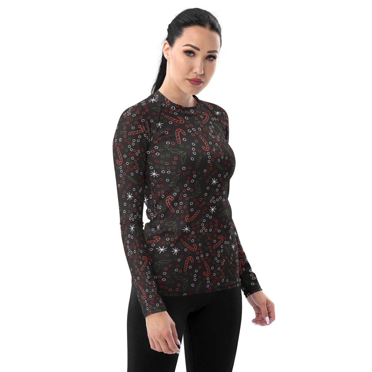 Women's Holiday Holly Long Sleeve Rash Guard Swim Shirt – Buttery Soft, Sun Safe UPF 50+ Protection, Quick Dry & 4-Way Stretch Comfort