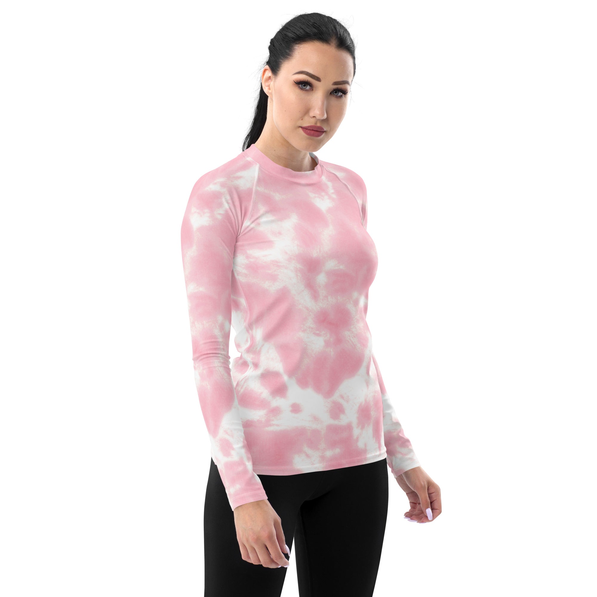 Women's Pink Tie Dye Long Sleeve Rash Guard Swim Shirt – Buttery Soft, Sun Safe UPF 50+ Protection, Quick Dry & 4-Way Stretch Comfort