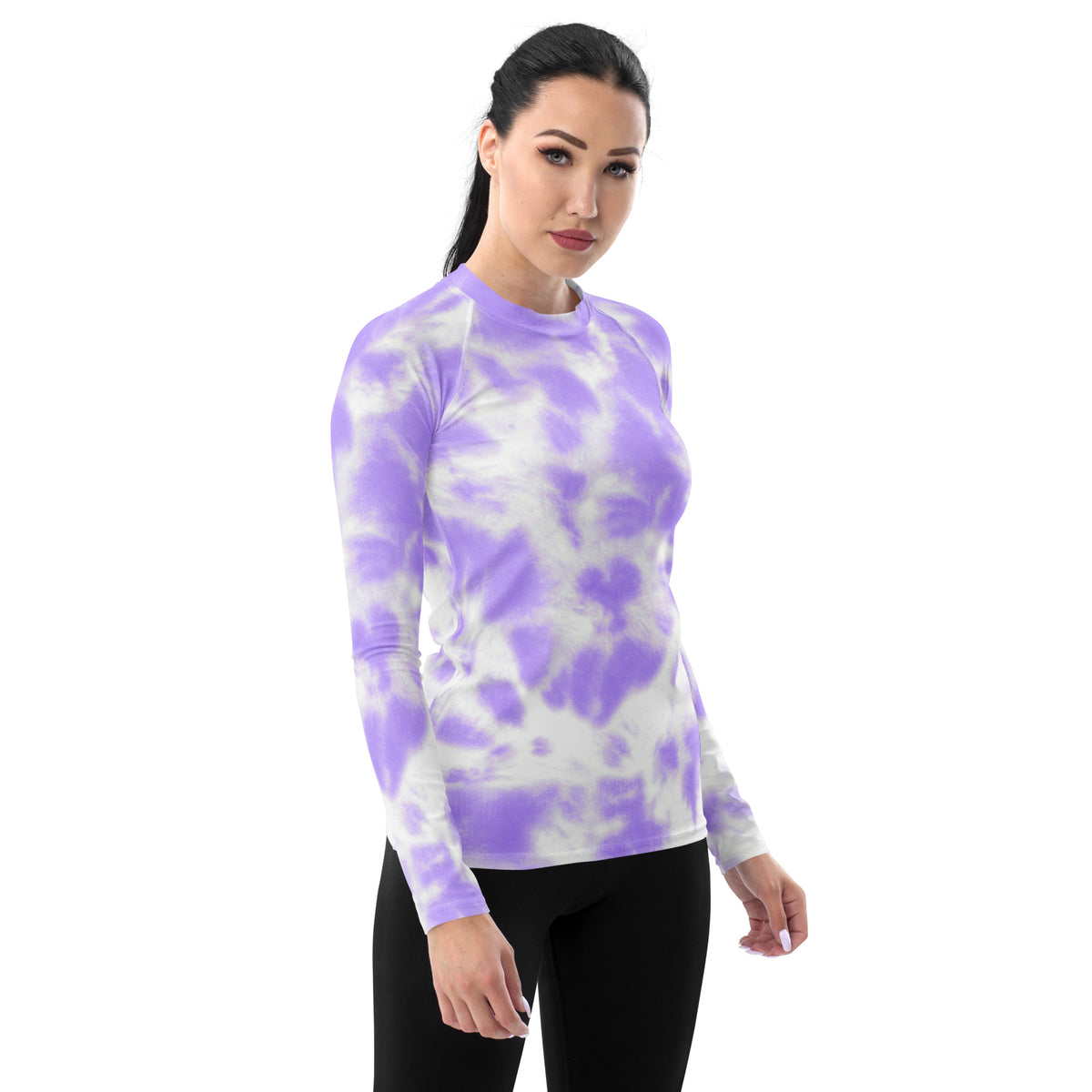 Women's Purple Tie Dye Long Sleeve Rash Guard Swim Shirt – Buttery Soft, Sun Safe UPF 50+ Protection, Quick Dry & 4-Way Stretch Comfort