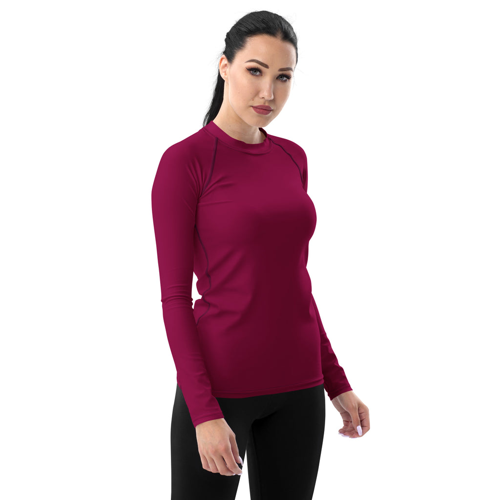 Women's Dark Magenta Long Sleeve Rash Guard Swim Shirt – Buttery Soft, Sun Safe UPF 50+ Protection, Quick Dry & 4-Way Stretch Comfort