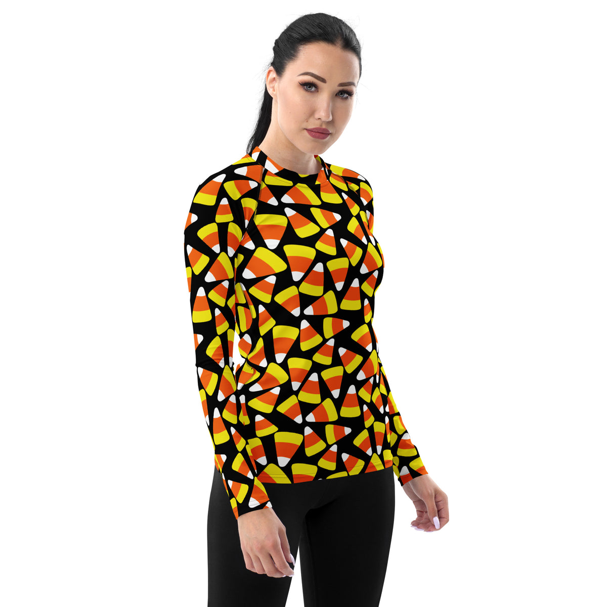 Women's Candy Corn Long Sleeve Rash Guard Swim Shirt – Buttery Soft, Sun Safe UPF 50+ Protection, Quick Dry & 4-Way Stretch Comfort