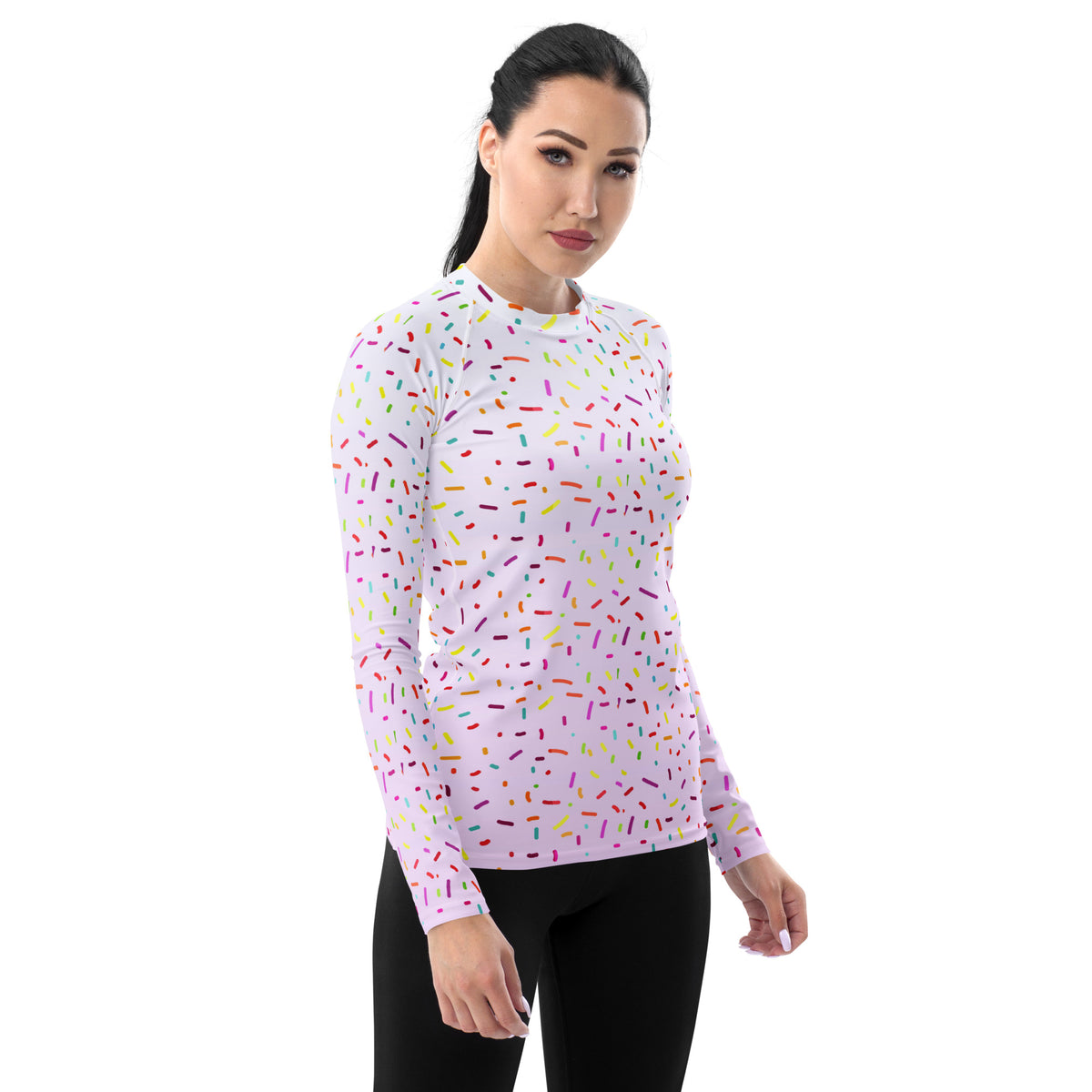 Women's Colorful Sprinkles Long Sleeve Rash Guard Swim Shirt – Buttery Soft, Sun Safe UPF 50+ Protection, Quick Dry & 4-Way Stretch Comfort
