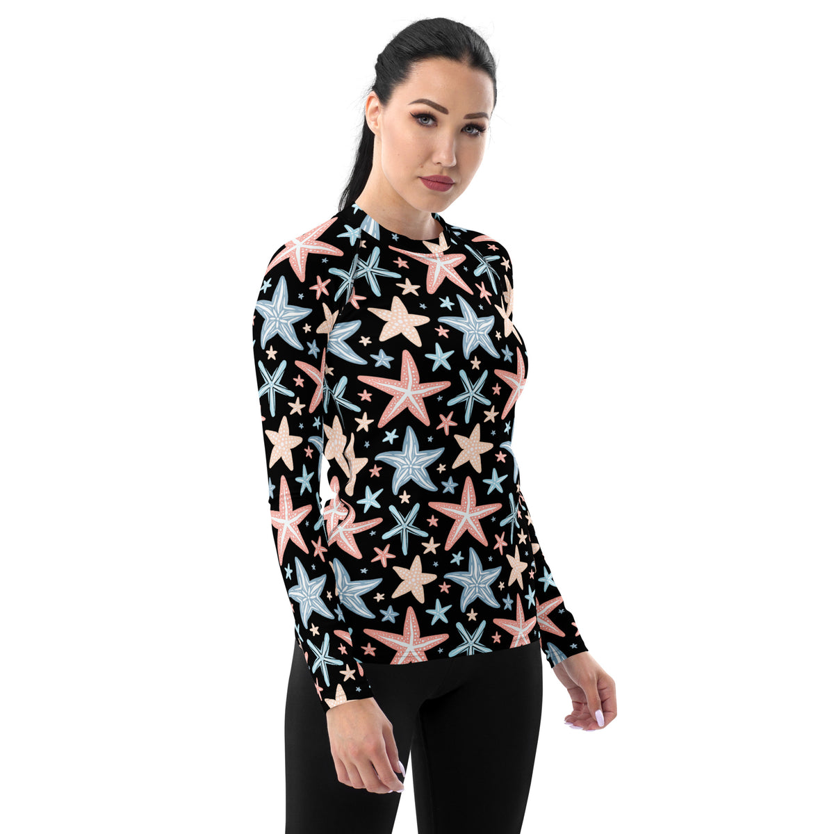 Women's Starfish Long Sleeve Rash Guard Swim Shirt – Buttery Soft, Sun Safe UPF 50+ Protection, Quick Dry & 4-Way Stretch Comfort