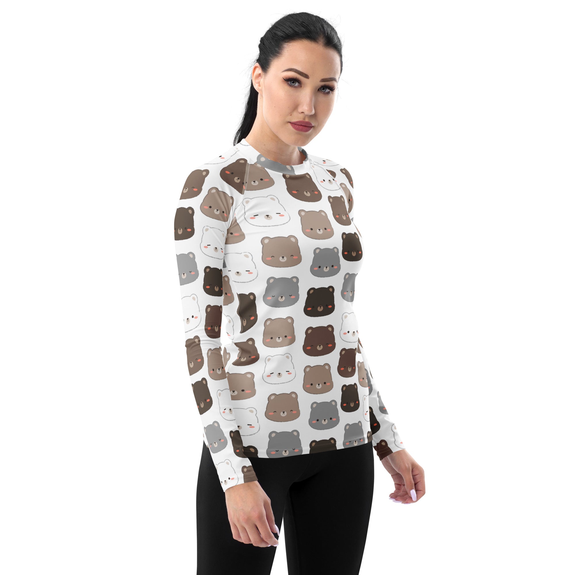 Women's Cute Bear Long Sleeve Rash Guard Swim Shirt – Buttery Soft, Sun Safe UPF 50+ Protection, Quick Dry & 4-Way Stretch Comfort
