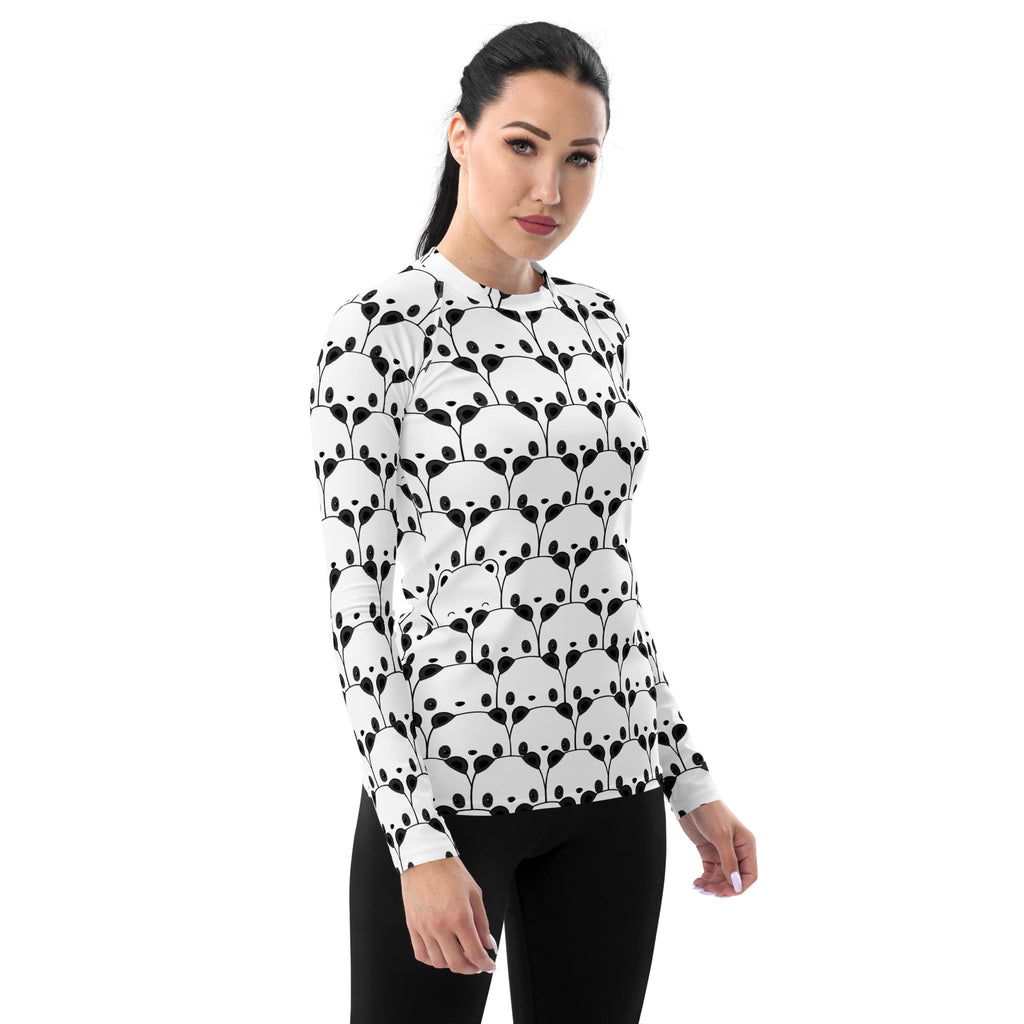 Women's Panda Long Sleeve Rash Guard Swim Shirt – Buttery Soft, Sun Safe UPF 50+ Protection, Quick Dry & 4-Way Stretch Comfort