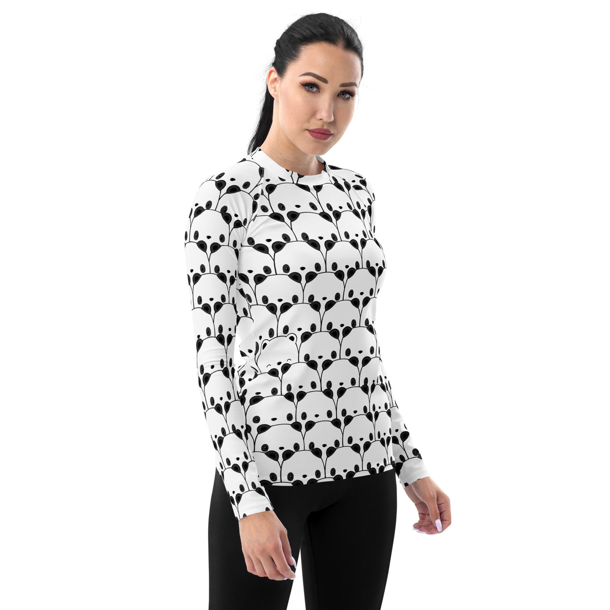 Women's Panda Long Sleeve Rash Guard Swim Shirt – Buttery Soft, Sun Safe UPF 50+ Protection, Quick Dry & 4-Way Stretch Comfort