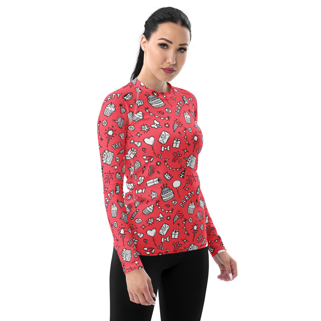 Women's Pink Birthday Long Sleeve Rash Guard Swim Shirt – Buttery Soft, Sun Safe UPF 50+ Protection, Quick Dry & 4-Way Stretch Comfort