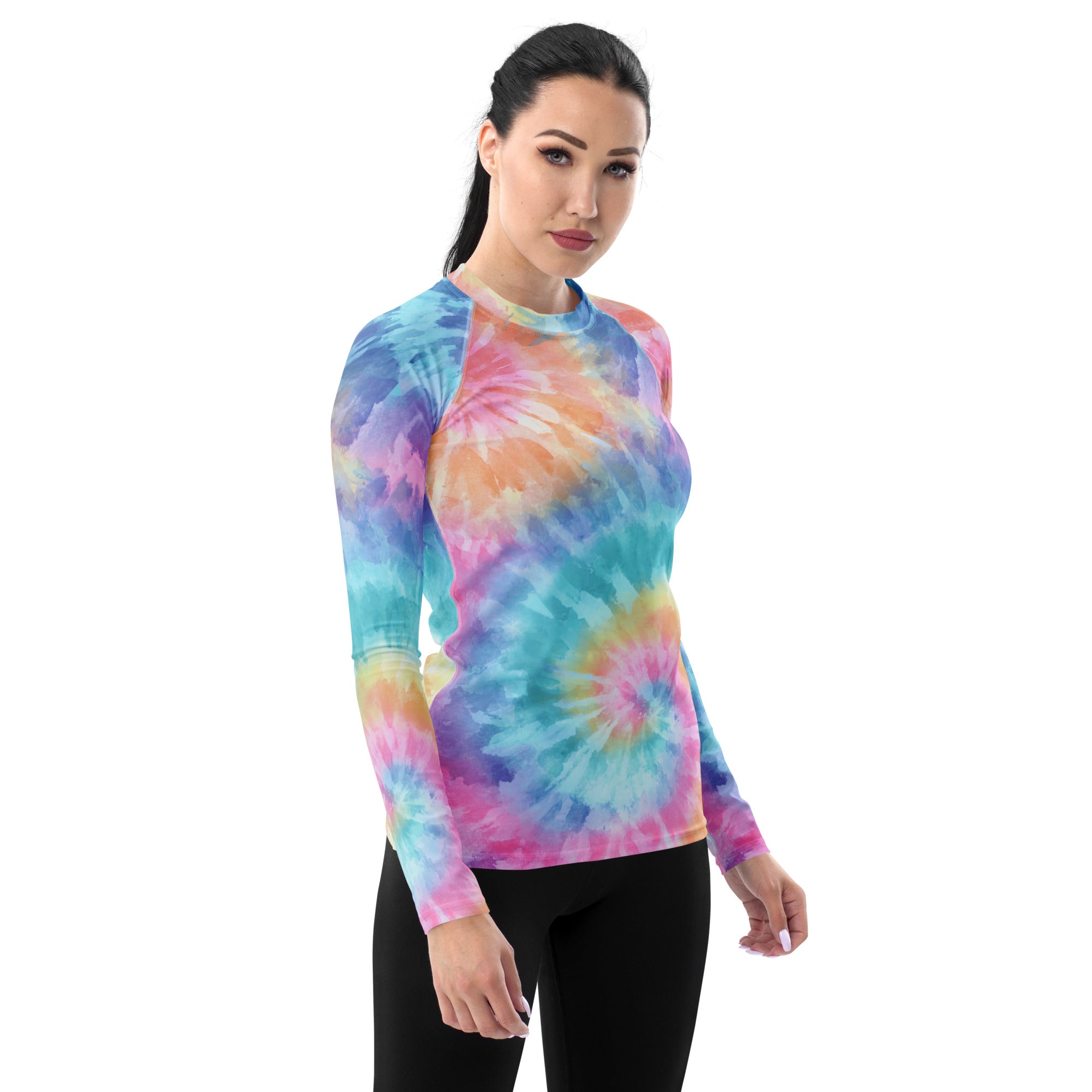 Women's Pastel Tie Dye Long Sleeve Rash Guard Swim Shirt – Buttery Soft, Sun Safe UPF 50+ Protection, Quick Dry & 4-Way Stretch Comfort