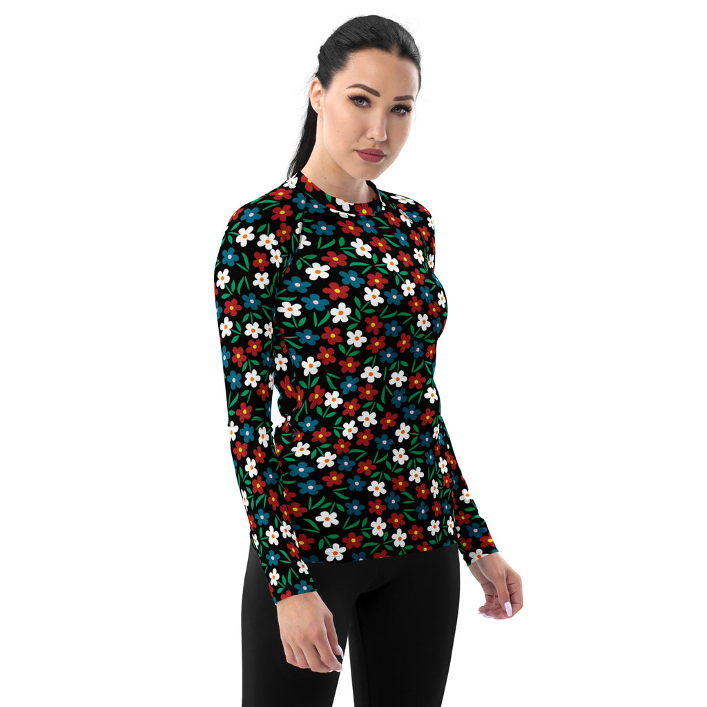 Women's Black Red & Teal Long Sleeve Rash Guard Swim Shirt – Buttery Soft, Sun Safe UPF 50+ Protection, Quick Dry & 4-Way Stretch Comfort