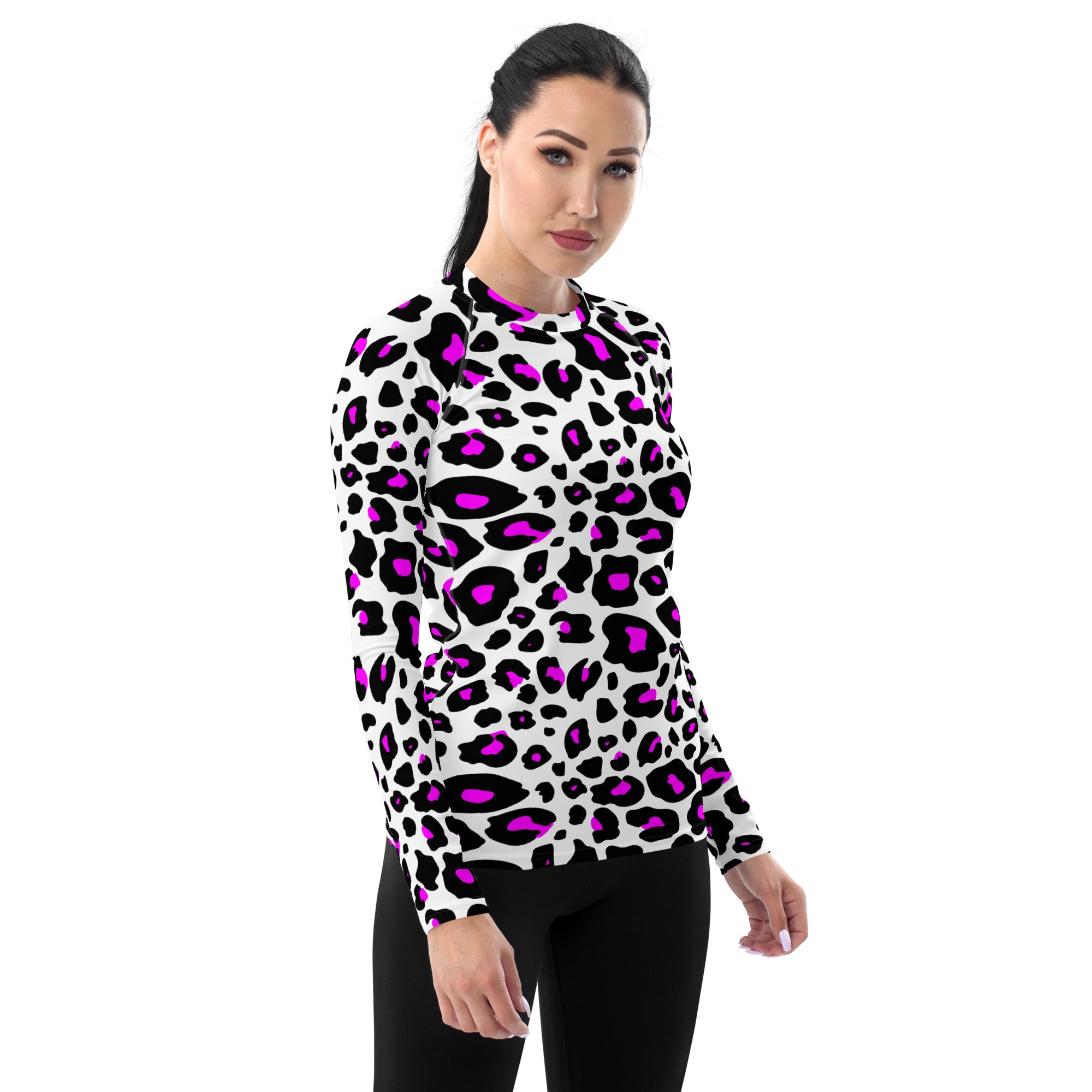 Women's Purple Leopard Long Sleeve Rash Guard Swim Shirt – Buttery Soft, Sun Safe UPF 50+ Protection, Quick Dry & 4-Way Stretch Comfort