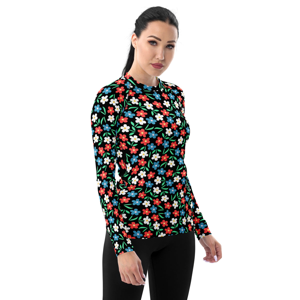 Women's Colorful Flower Long Sleeve Rash Guard Swim Shirt – Buttery Soft, Sun Safe UPF 50+ Protection, Quick Dry & 4-Way Stretch Comfort