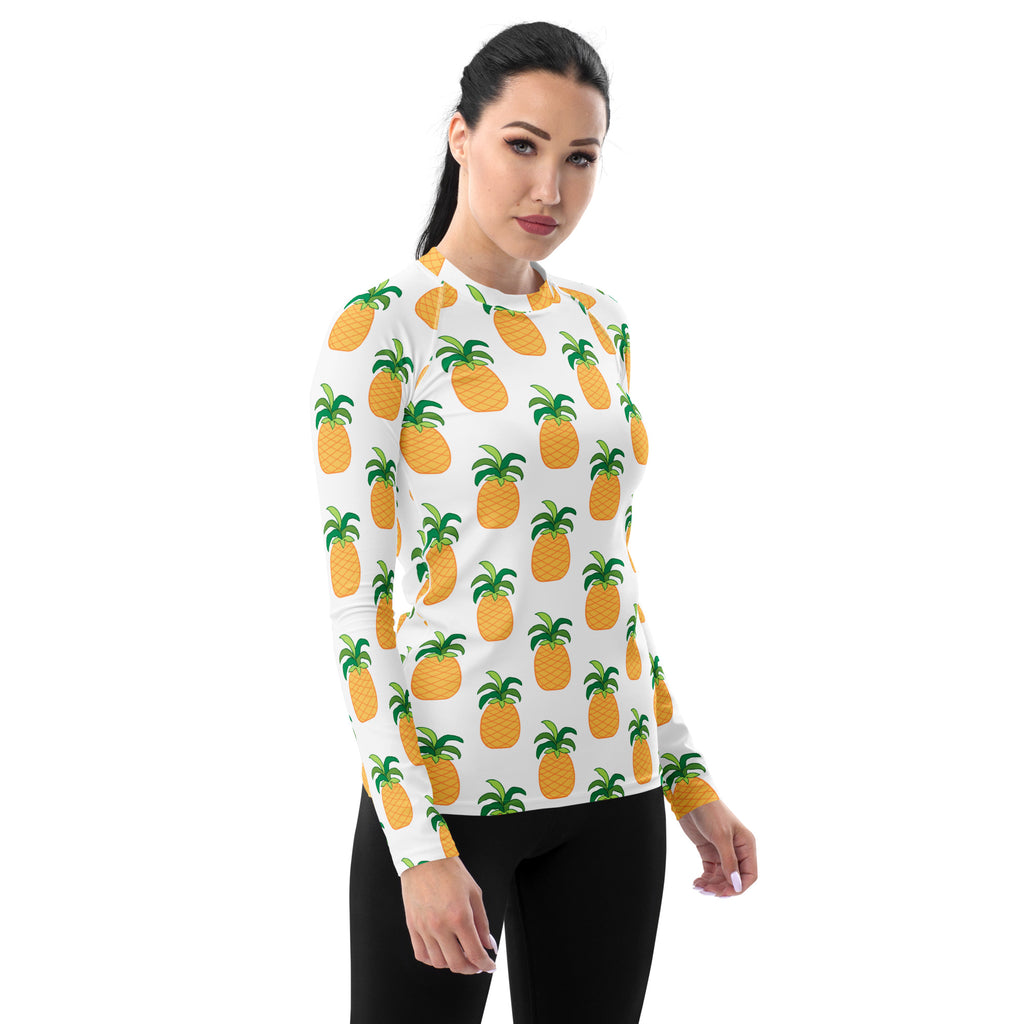 Women's Pineapple Long Sleeve Rash Guard Swim Shirt – Buttery Soft, Sun Safe UPF 50+ Protection, Quick Dry & 4-Way Stretch Comfort
