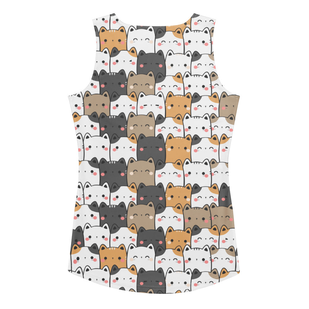 Women's Kawaii Cat Tank Top - Quick Drying, Buttery Soft Fabric With UPF 50+