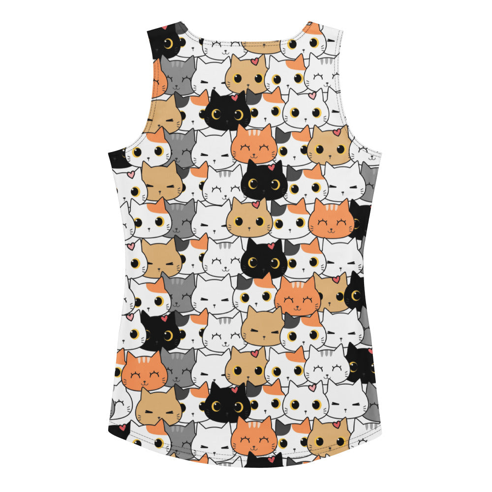 Women's Cat Face Tank Top - Quick Drying, Buttery Soft Fabric With UPF 50+