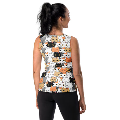 Women's Cat Face Tank Top - Quick Drying, Buttery Soft Fabric With UPF 50+