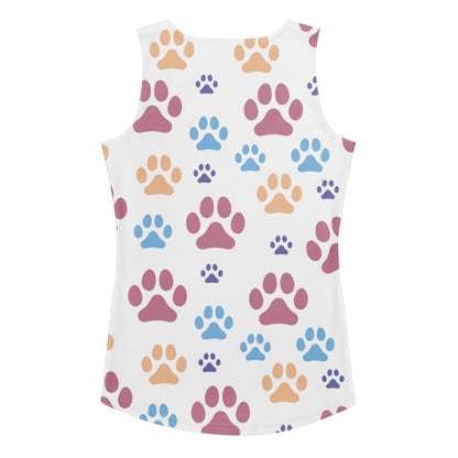 Women's Colorful Paw Print Tank Top - Quick Drying, Buttery Soft Fabric With UPF 50+
