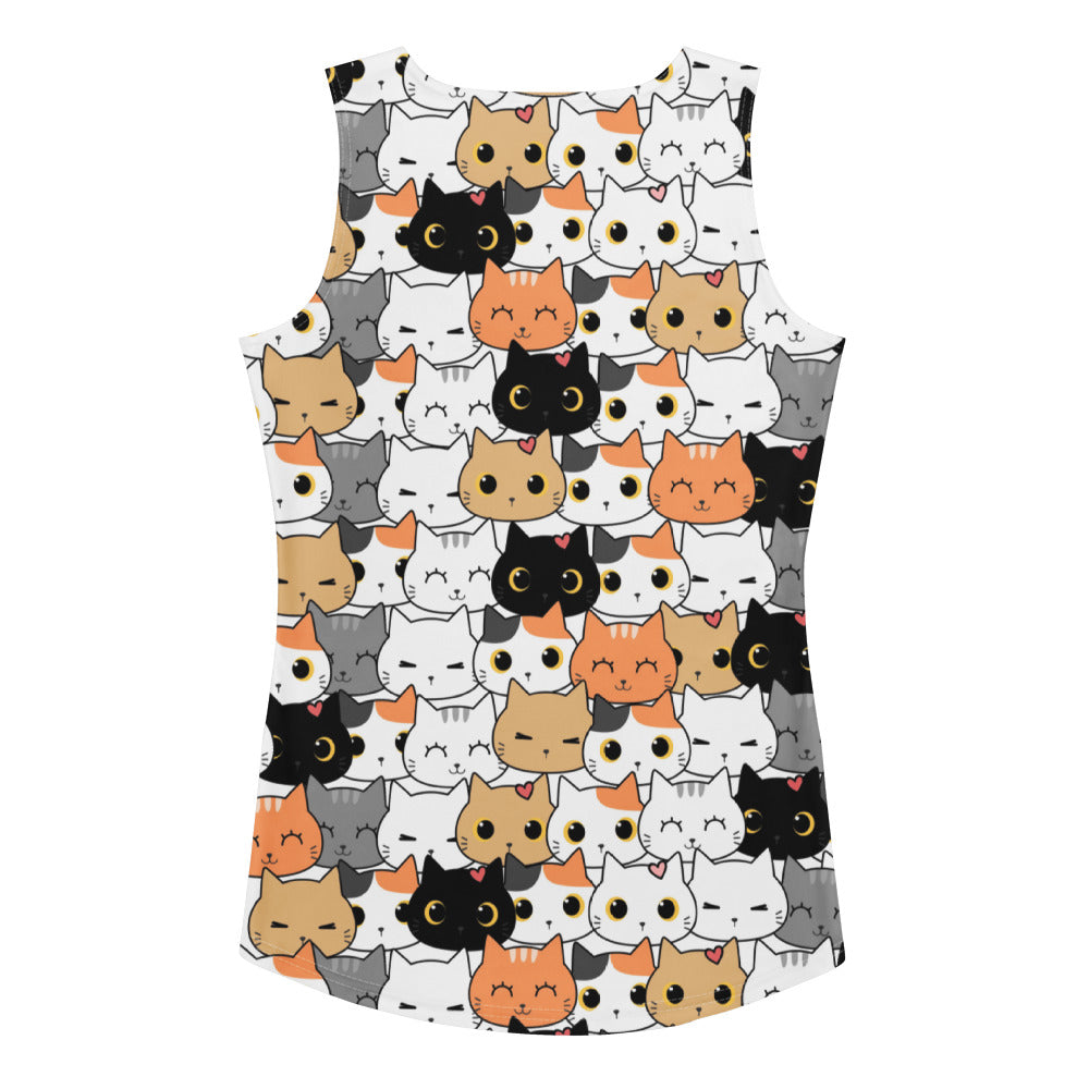 Women's Cat Face Tank Top - Quick Drying, Buttery Soft Fabric With UPF 50+