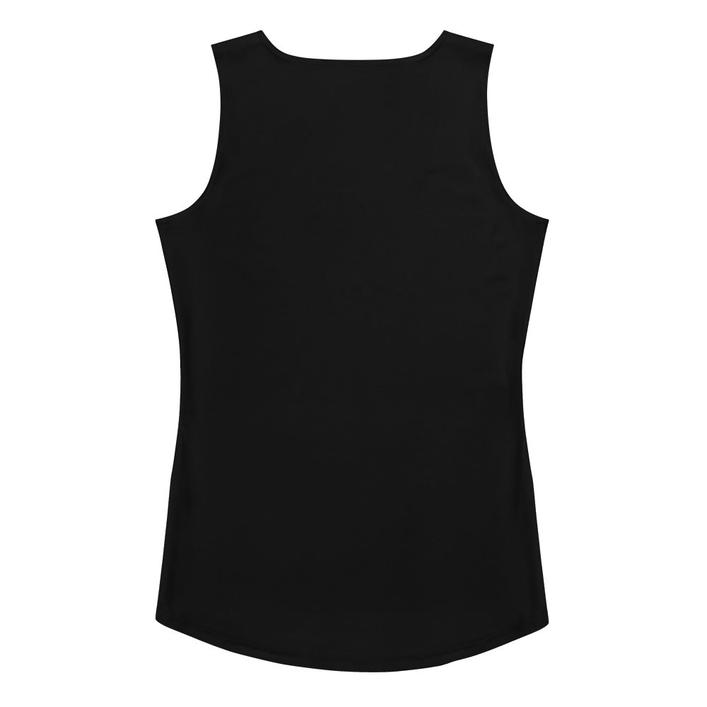 Women’s black sleeveless tank top with rounded neckline quick drying buttery soft fabric with upf 50 plus protection