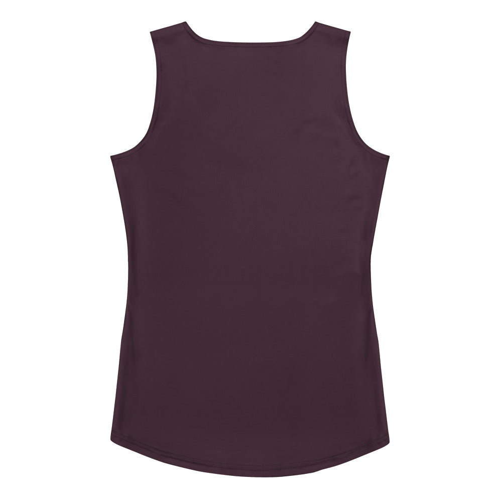 A sleek dark purple sleeveless tank top made of quick drying buttery soft fabric with upf 50 plus protection
