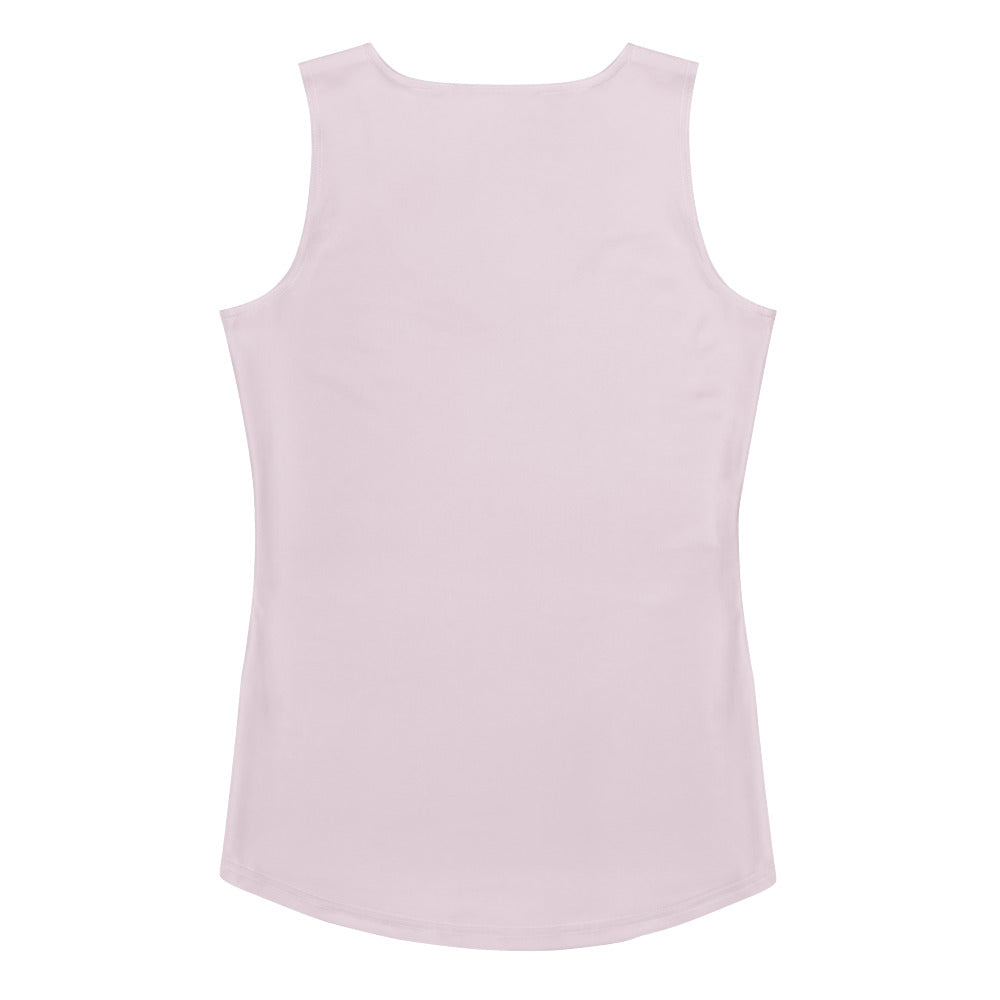 A soft blush pink sleeveless tank top with quick drying buttery soft fabric and UPF 50 plus protection
