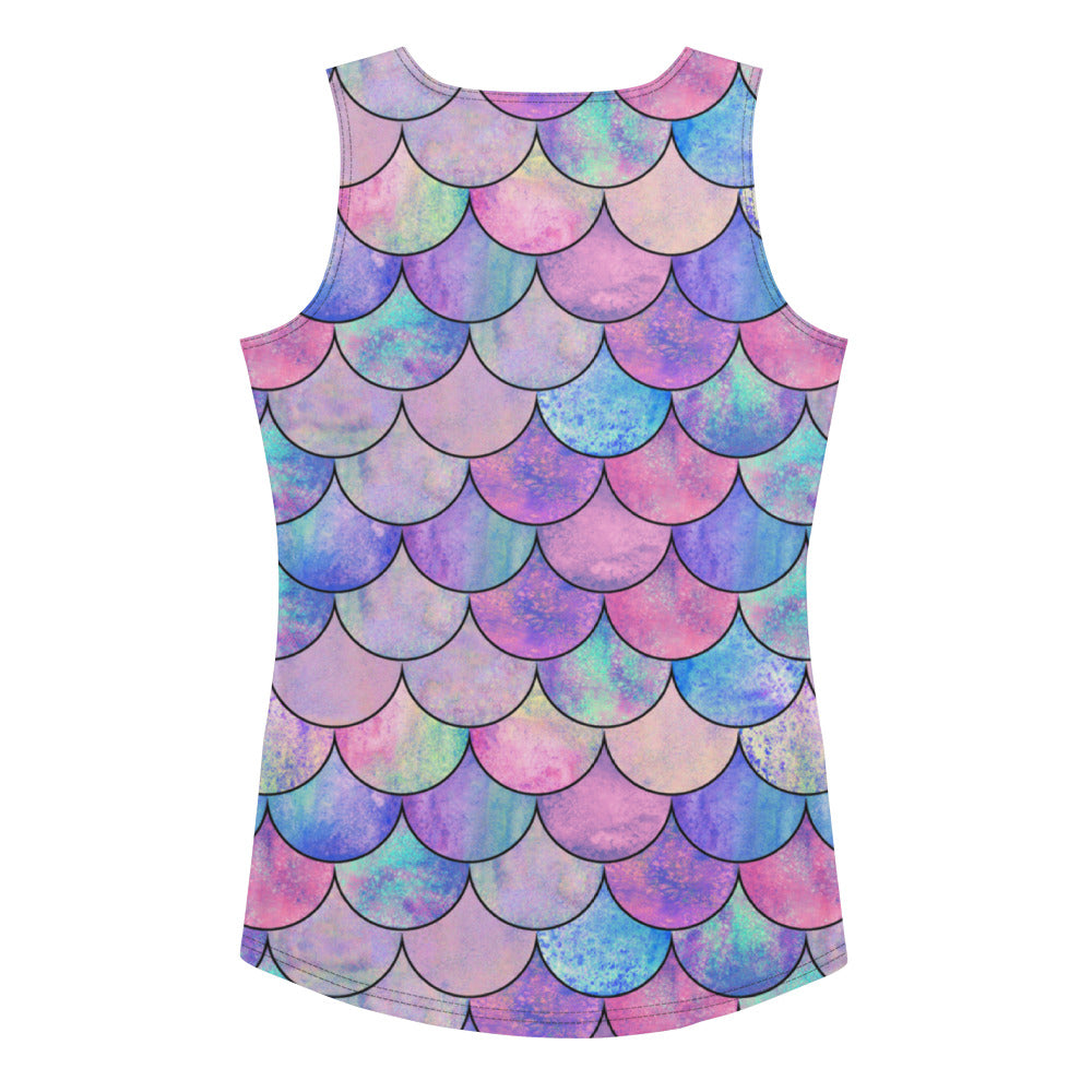 Women's Pastel Mermaid Scale Tank Top - Quick Drying, Buttery Soft Fabric With UPF 50+
