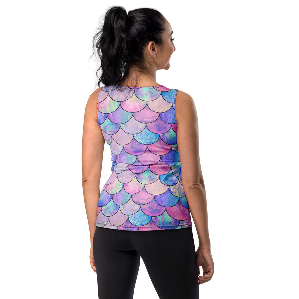 Women's Pastel Mermaid Scale Tank Top - Quick Drying, Buttery Soft Fabric With UPF 50+