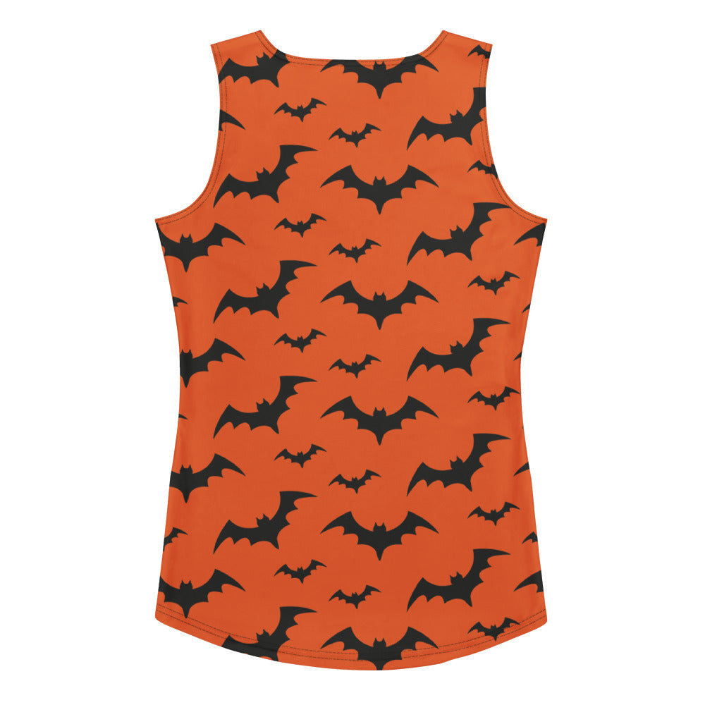Women's Orange Bats Halloween Tank Top - Quick Drying, Buttery Soft Fabric With UPF 50+