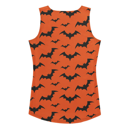 Women's Orange Bats Halloween Tank Top - Quick Drying, Buttery Soft Fabric With UPF 50+