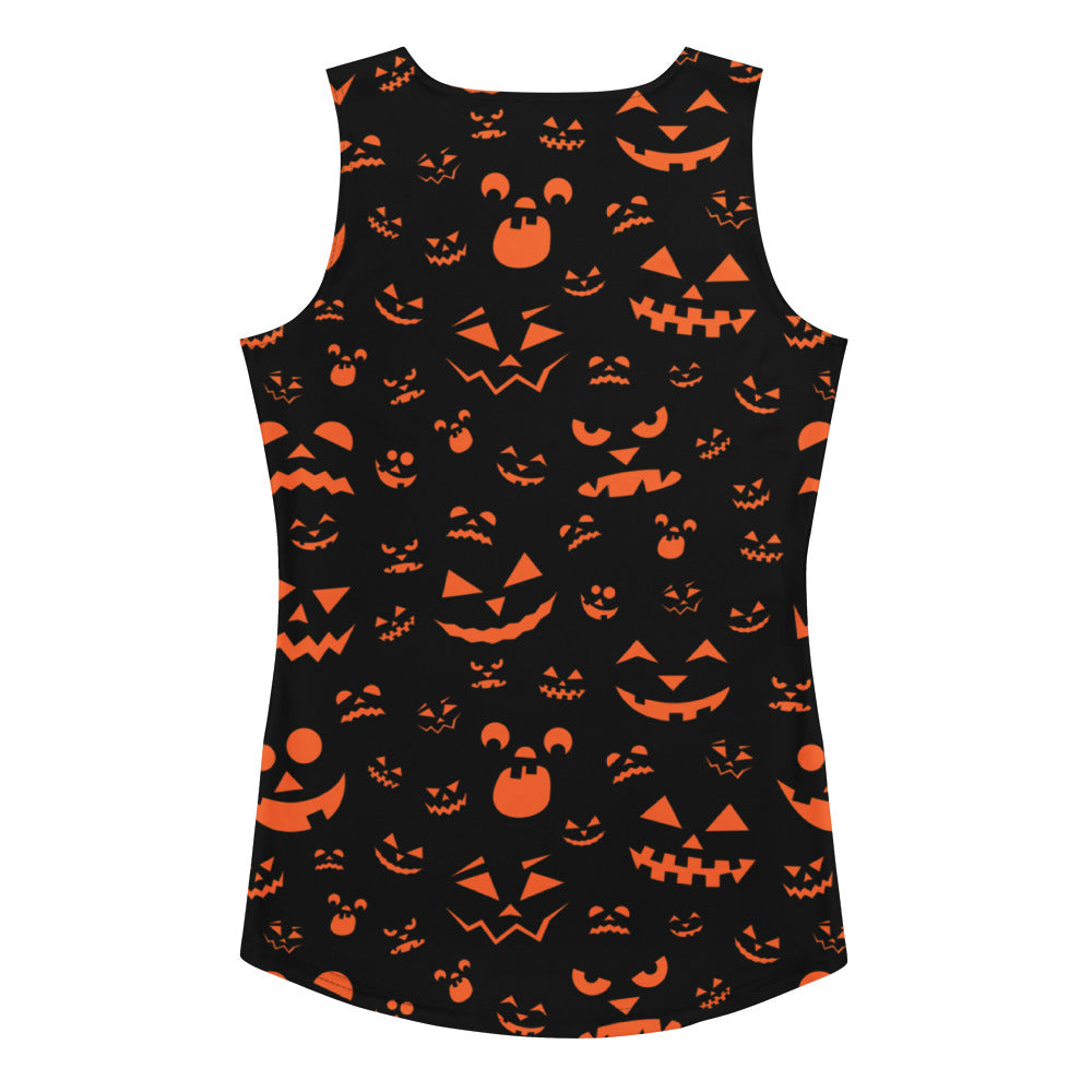 Women's Orange Jack-O’-Lantern Halloween Tank Top - Quick Drying, Buttery Soft Fabric With UPF 50+