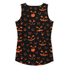 Women's Orange Jack-O’-Lantern Halloween Tank Top - Quick Drying, Buttery Soft Fabric With UPF 50+