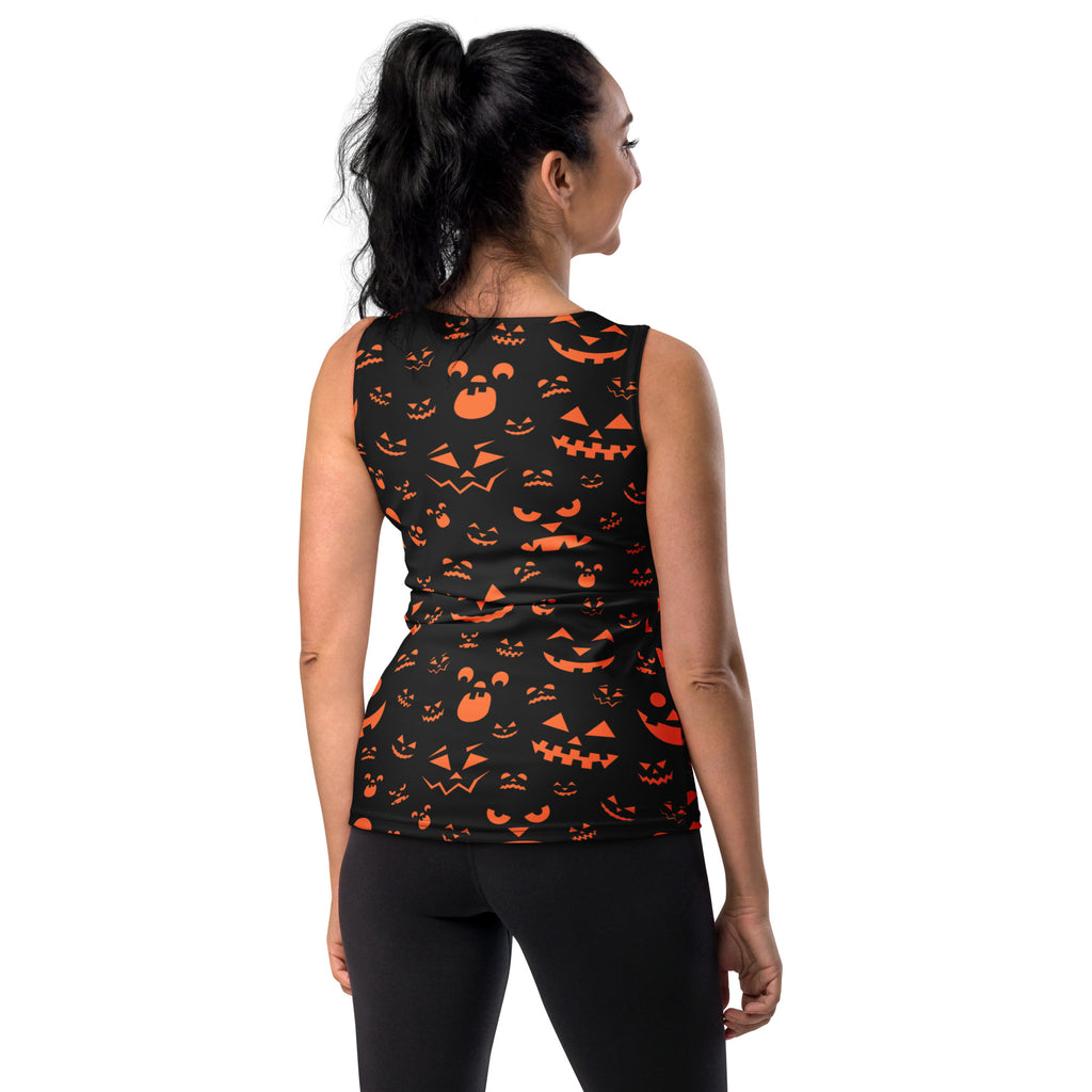 Women's Orange Jack-O’-Lantern Halloween Tank Top - Quick Drying, Buttery Soft Fabric With UPF 50+