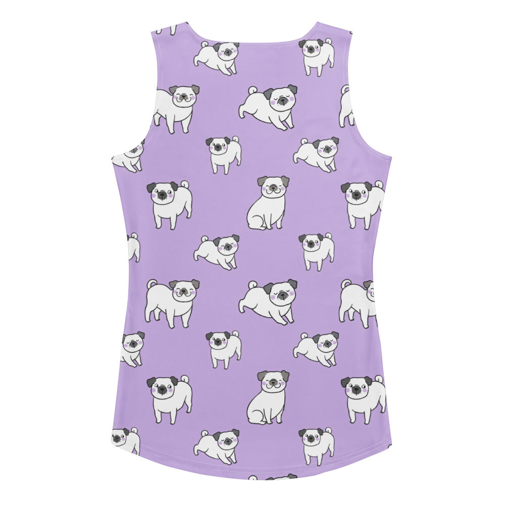 Women's Purple Pug Tank Top - Quick Drying, Buttery Soft Fabric With UPF 50+