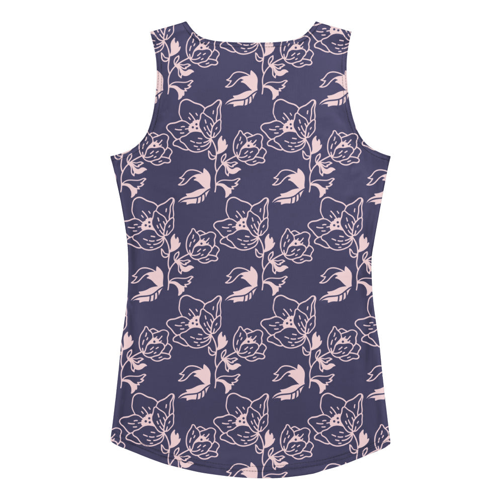 Women's Purple Floral Tank Top - Quick Drying, Buttery Soft Fabric With UPF 50+