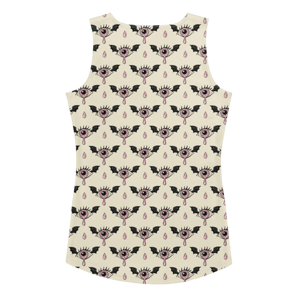 Women's Gothic Halloween Eyeball Bat Tank Top - Quick Drying, Buttery Soft Fabric With UPF 50+