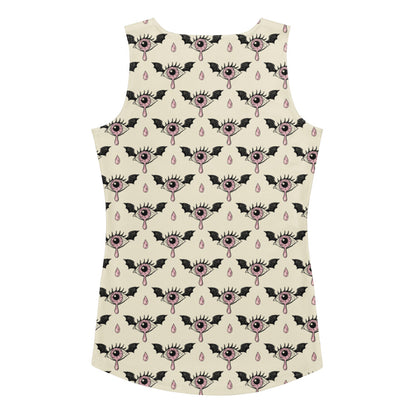 Women's Gothic Halloween Eyeball Bat Tank Top - Quick Drying, Buttery Soft Fabric With UPF 50+