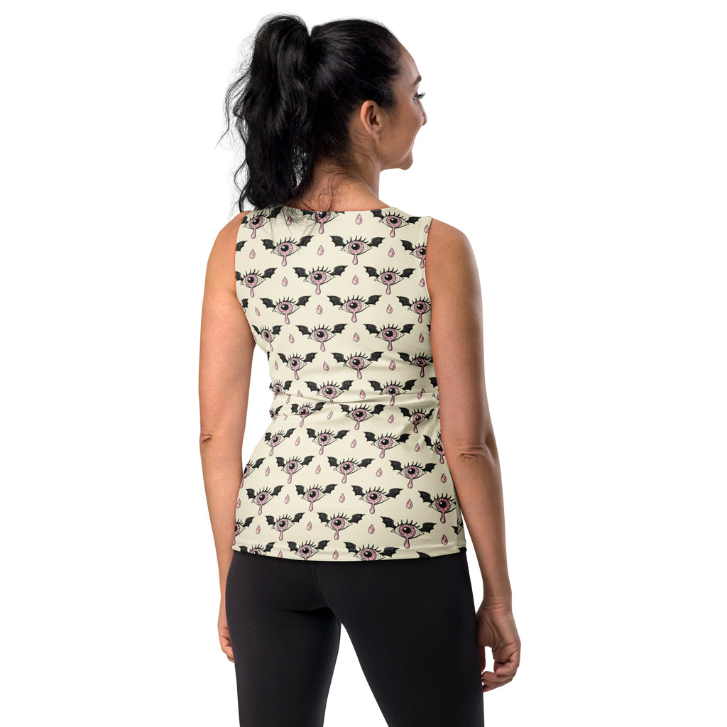 Women's Gothic Halloween Eyeball Bat Tank Top - Quick Drying, Buttery Soft Fabric With UPF 50+