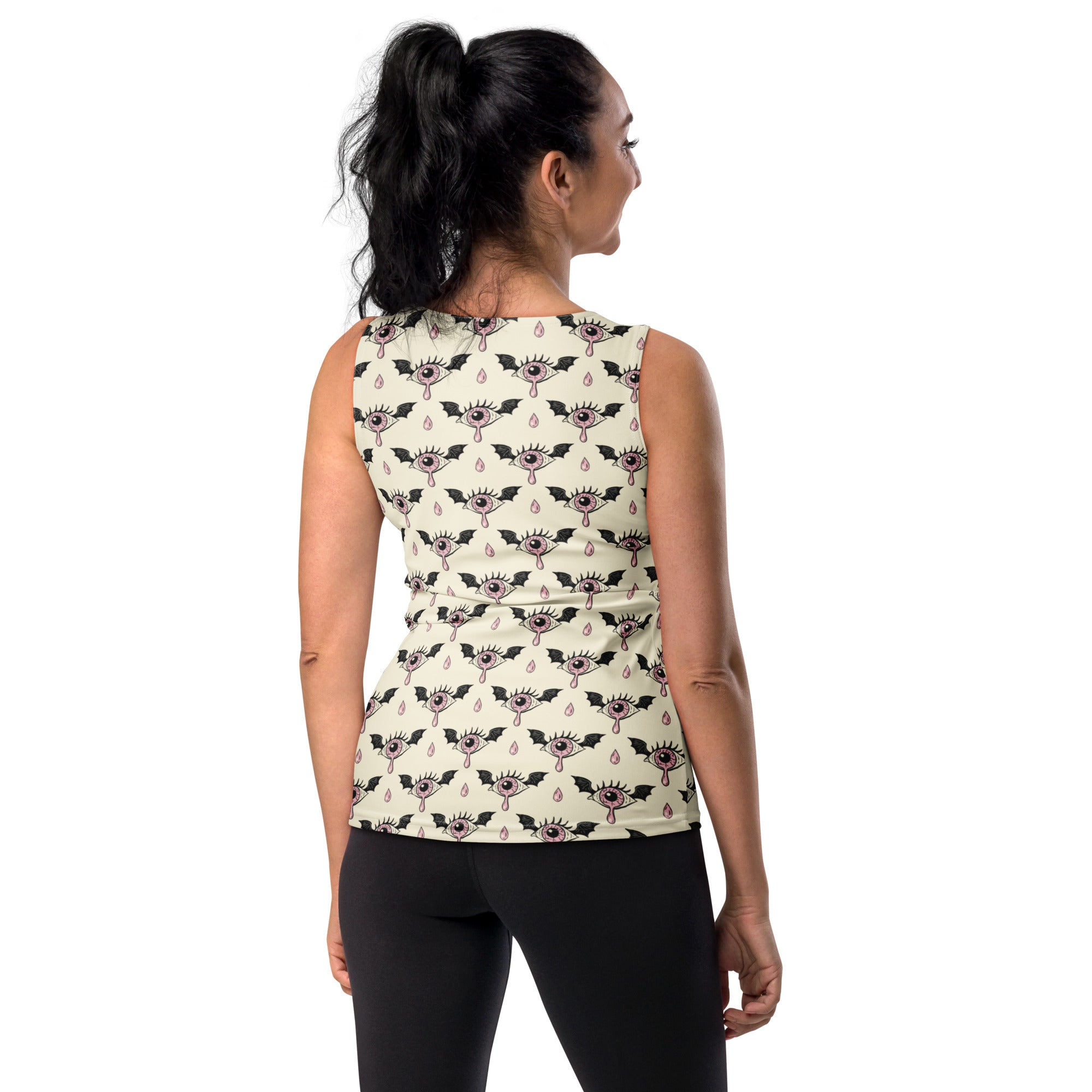 Women's Gothic Halloween Eyeball Bat Tank Top - Quick Drying, Buttery Soft Fabric With UPF 50+