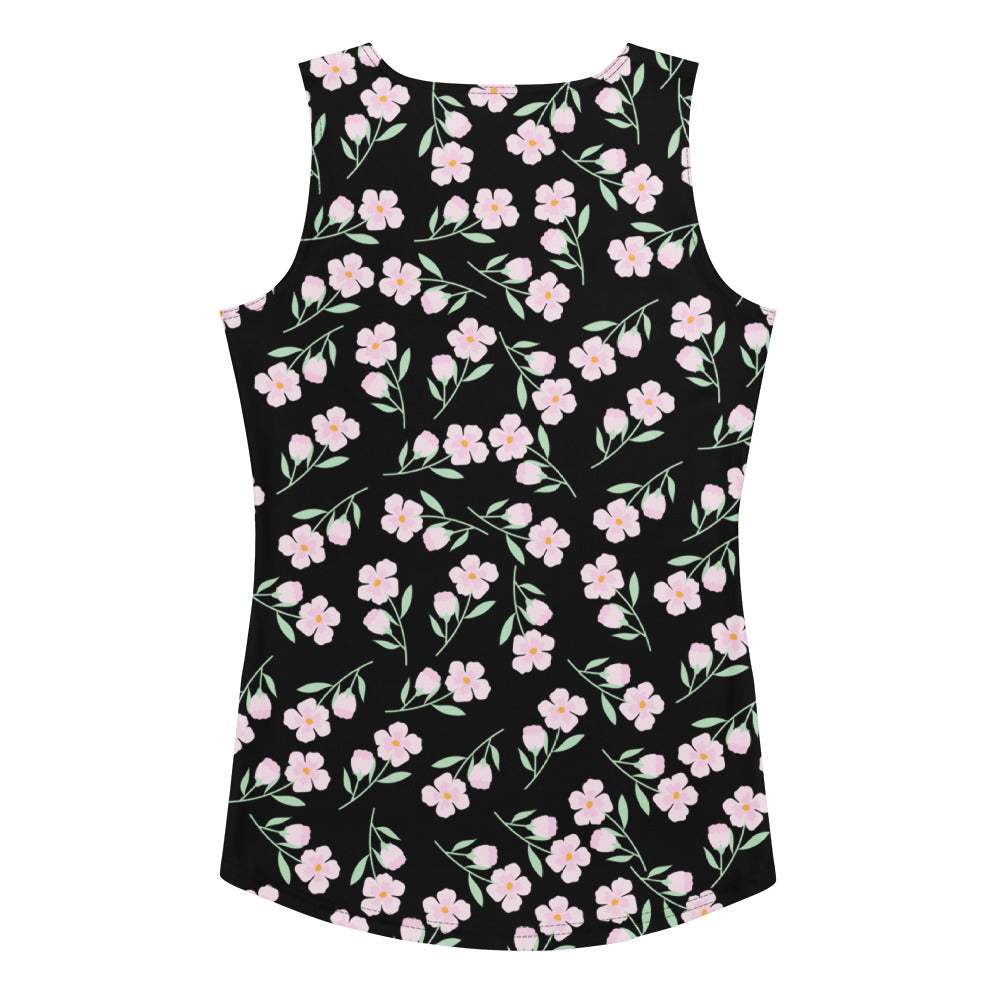 Women's Black Floral Tank Top - Quick Drying, Buttery Soft Fabric With UPF 50+