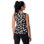 Women's Black Floral Tank Top - Quick Drying, Buttery Soft Fabric With UPF 50+