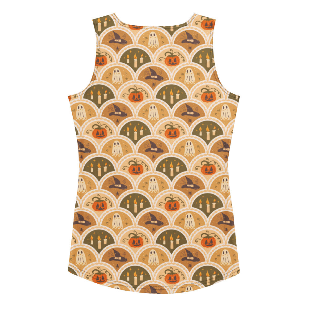 Women's Halloween Ghost & Pumpkin Tank Top - Quick Drying, Buttery Soft Fabric With UPF 50+