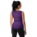 Women's Purple and Black Striped Halloween Tank Top - Quick Drying, Buttery Soft Fabric With UPF 50+