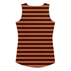 Women's Orange and Black Striped Halloween Tank Top - Quick Drying, Buttery Soft Fabric With UPF 50+