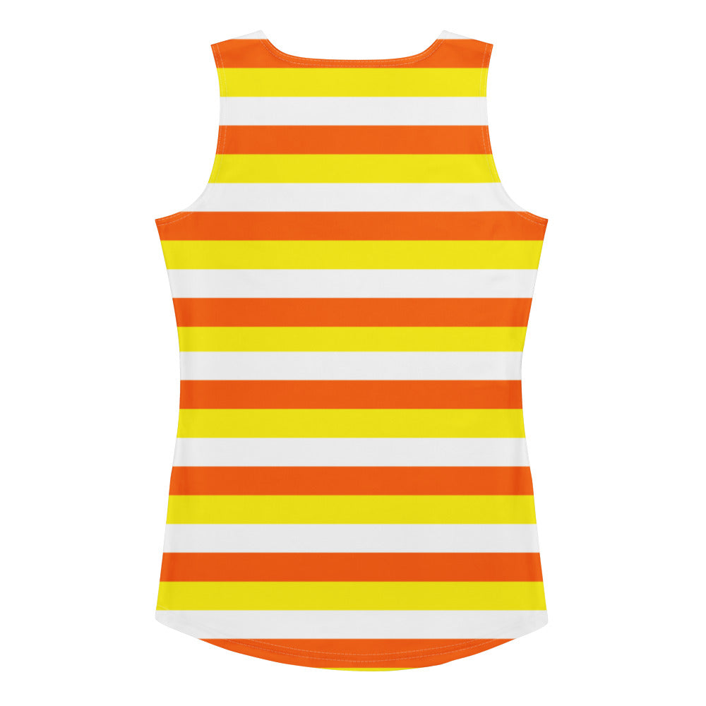 Women's Candy Corn Stripes Halloween Tank Top - Quick Drying, Buttery Soft Fabric With UPF 50+