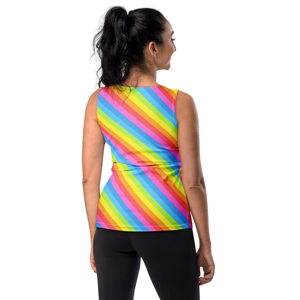 Women's Rainbow Stripe Tank Top - Quick Drying, Buttery Soft Fabric With UPF 50+