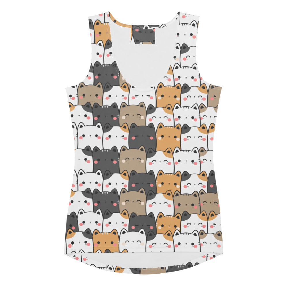 Women's Kawaii Cat Tank Top - Quick Drying, Buttery Soft Fabric With UPF 50+