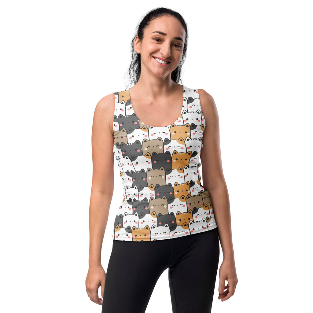 Women's Kawaii Cat Tank Top - Quick Drying, Buttery Soft Fabric With UPF 50+