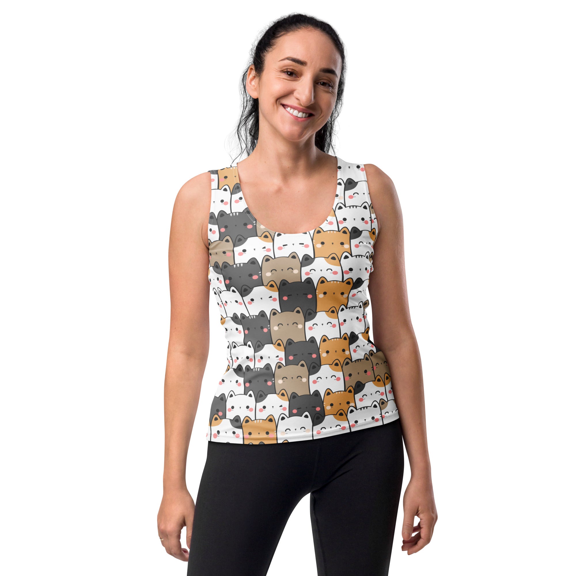 Women's Kawaii Cat Tank Top - Quick Drying, Buttery Soft Fabric With UPF 50+