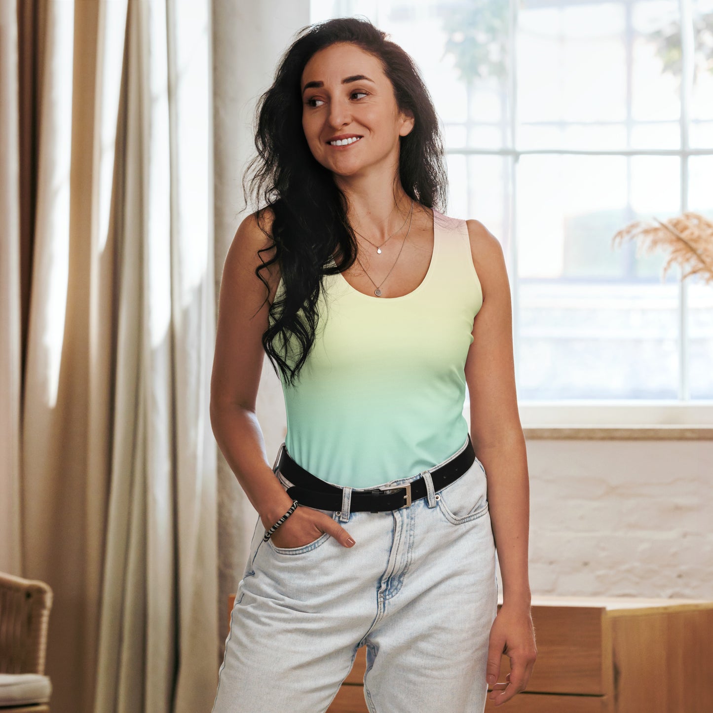 Women's Pastel Rainbow Tank Top - Quick Drying, Buttery Soft Fabric With UPF 50+